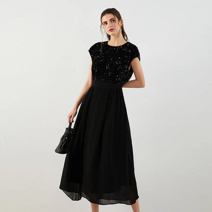 Women's Silk Sequin Elegant Long Gown Dresses