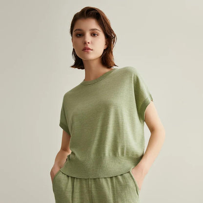 Women’s Merino Wool Silk Knitted Top BC-606