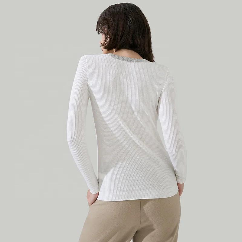 Women O Neck Long Sleeved Merino Wool Jumper