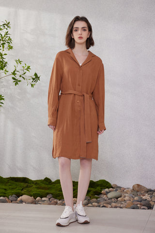 Women's Linen Classic Shirt Collar Dress