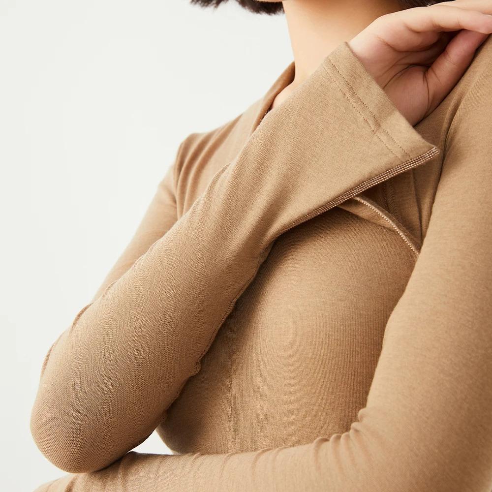 Women's Wool & Tencel V-Neck Long-sleeve Top