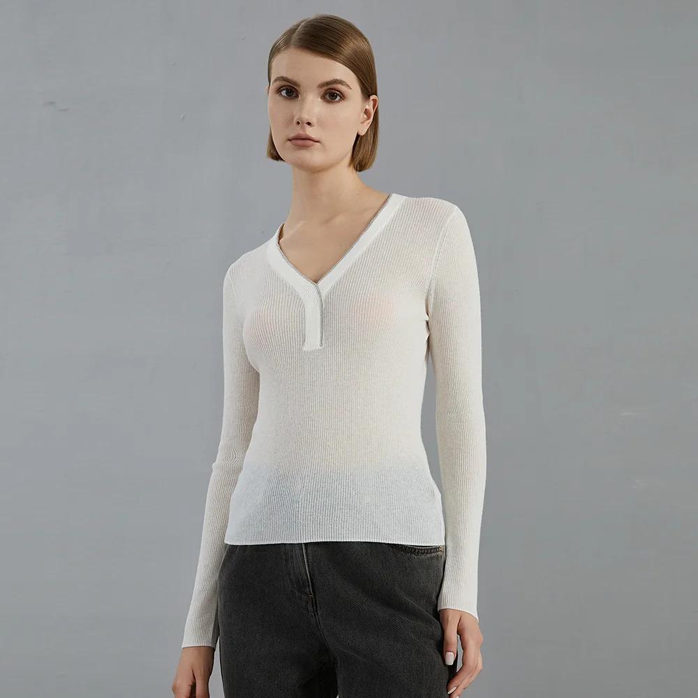 Women's Clothing Autumn Thin Long-Sleeved Knitted Pullover