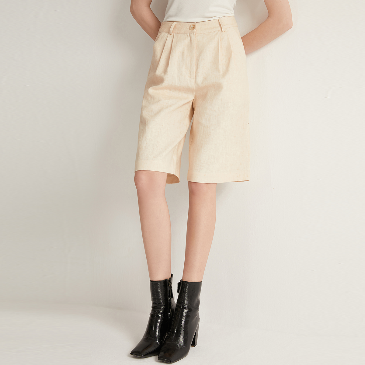 Women's Clothing High Waist Linen Shorts K1106W