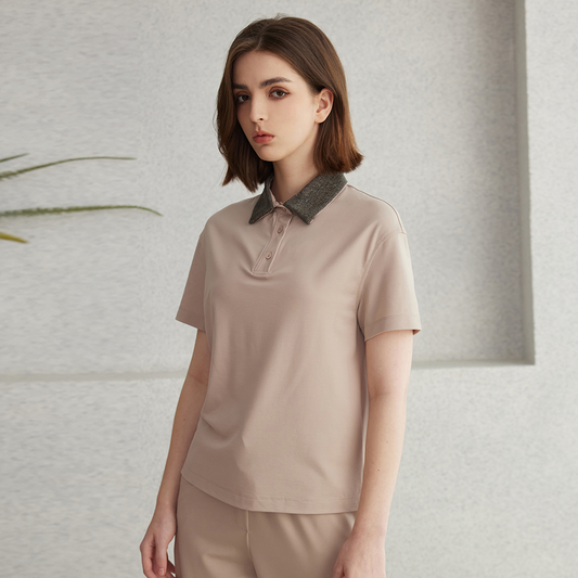 Women's Clothing Shirt Collar Polo Shirt