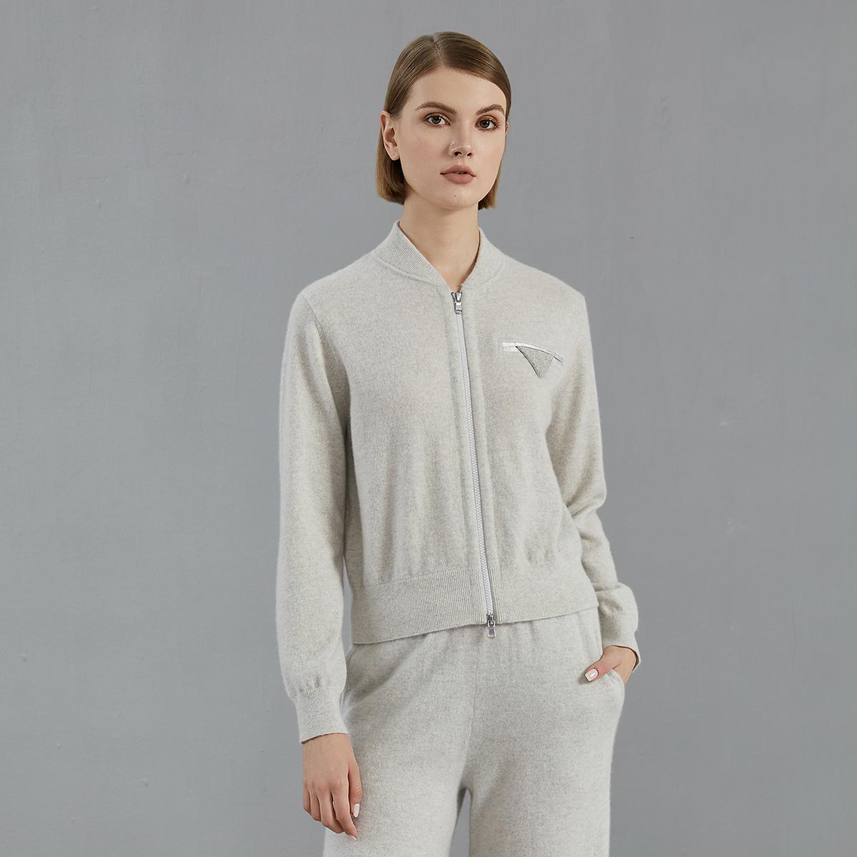 Women's Cashmere Knit Zippered hoodie