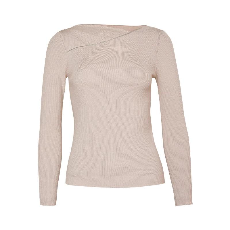 Women's Merino Wool Jumper with Asymmetric Collar