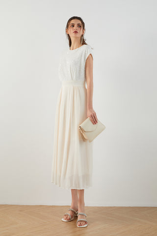 Women’s Sequin Panel Chiffon Dress