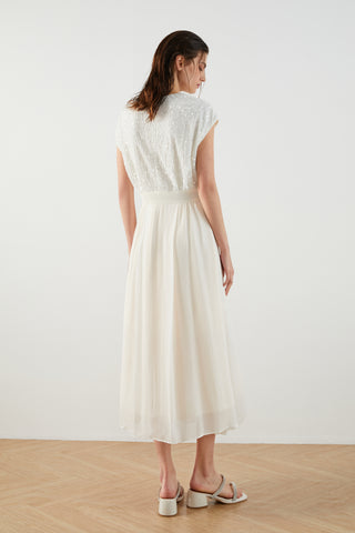 Women’s Sequin Panel Chiffon Dress