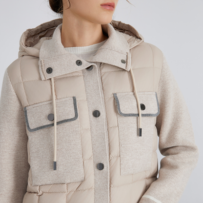 Women's Clothing Hooded Wool Splicing Down Jacket