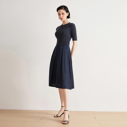 Women's Merino Wool & Silk Casual Elegant Dress  BC-64