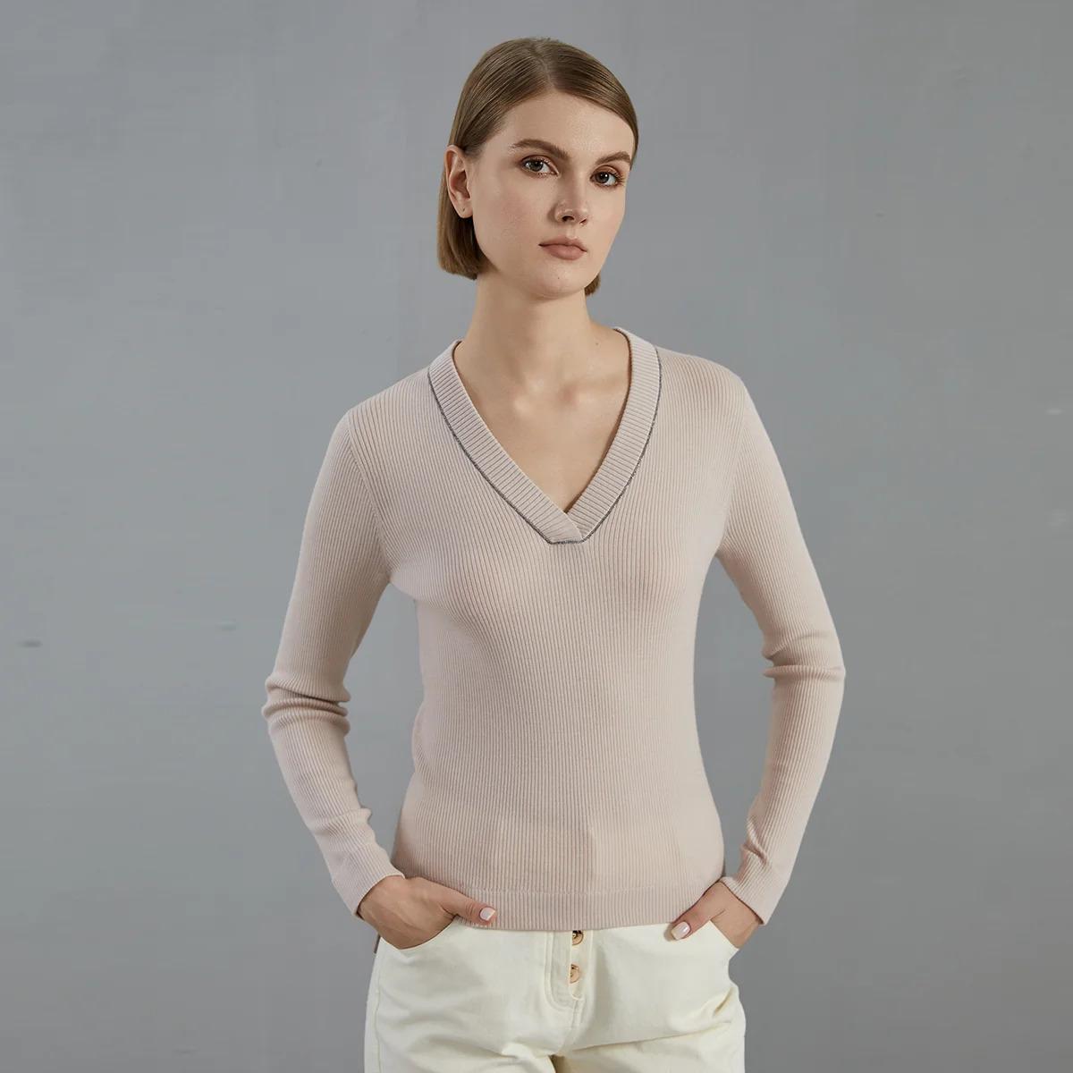 Women's  Merino Wool Autumn Thin Knitted Pullover Top