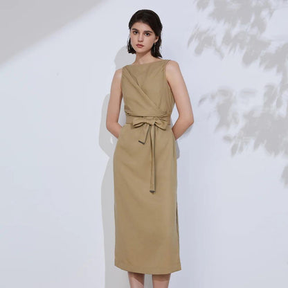 Women Tencel Linen Sleeveless Dress