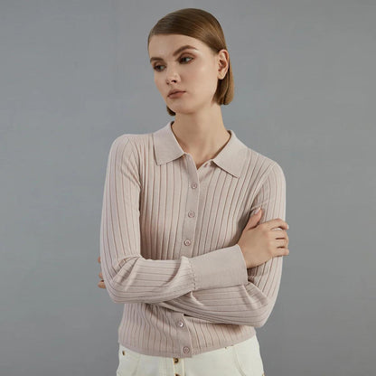 women  Merino wool autumn polo shirt