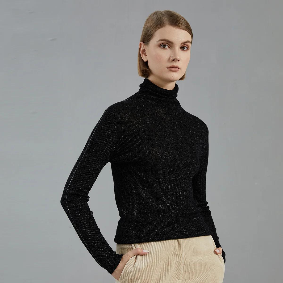 Women’s Bright Wool Turtle Neck Knitted Pullover Sweater BC-697