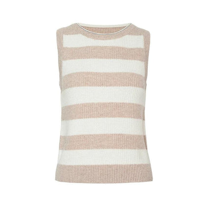 Women's Stripe Merino Wool Vest Sweater