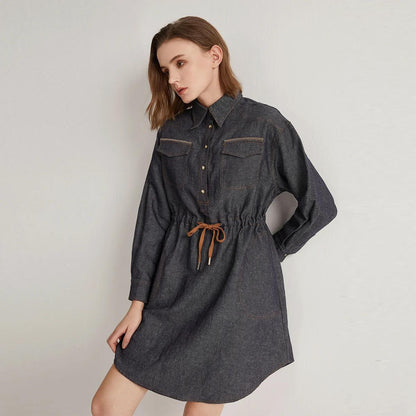 Women's  Linen Lapel jeans Dress