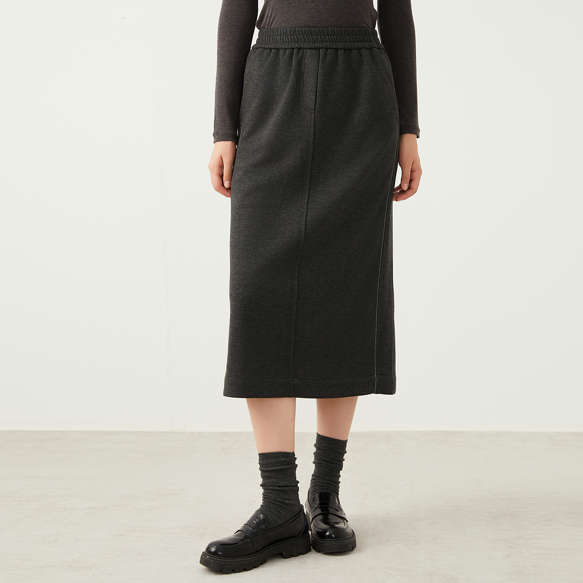 Women's Clothing Slim Fit Wool Acetate Skirt