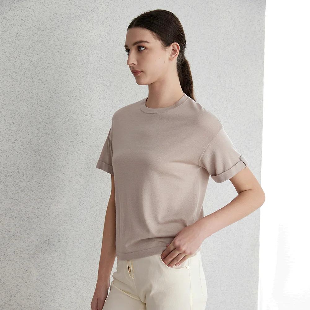 Women's Silk and Merino Wool Short Sleeved pullover top