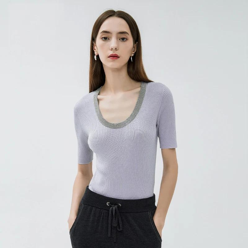 Women's Merino  Woolen Silk  blending 1458 pullover Top