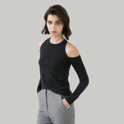 Women's Wool Off-Shoulder Pullover Sweater