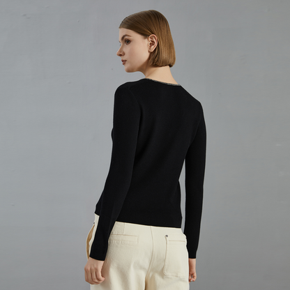 Women's Merino Wool U-Neck Knitted Pullover Top