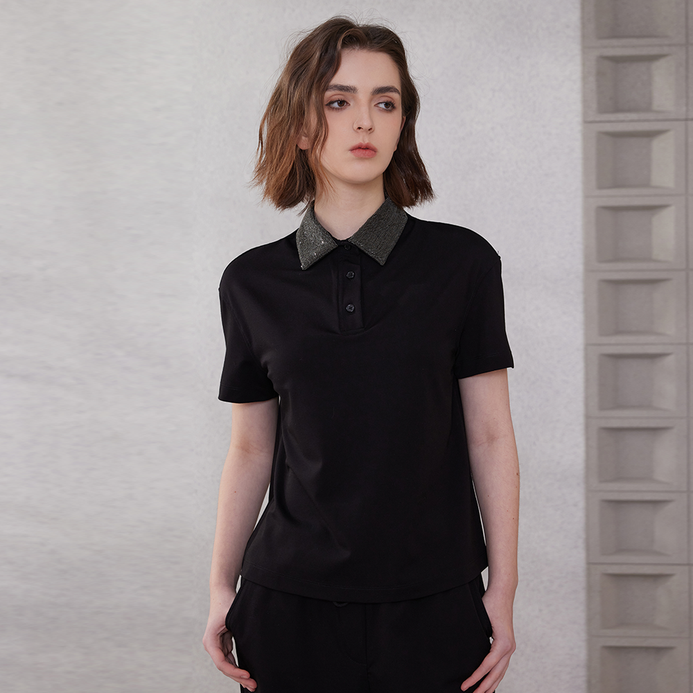 Women's Clothing Shirt Collar Polo Shirt