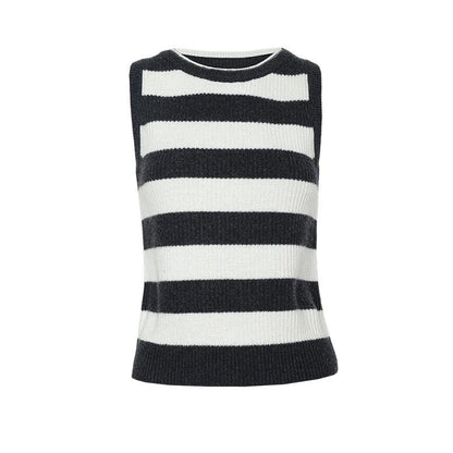 Women's Stripe Merino Wool Vest Sweater