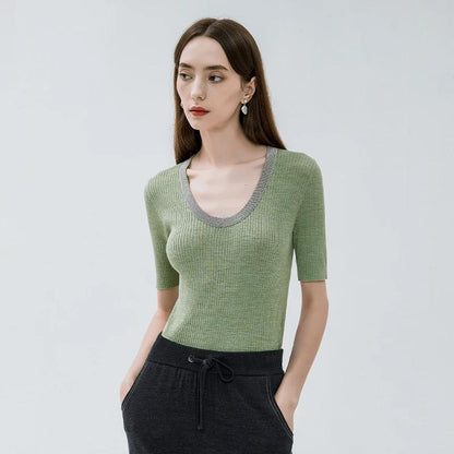 Women's Merino  Woolen Silk  blending 1458 pullover Top