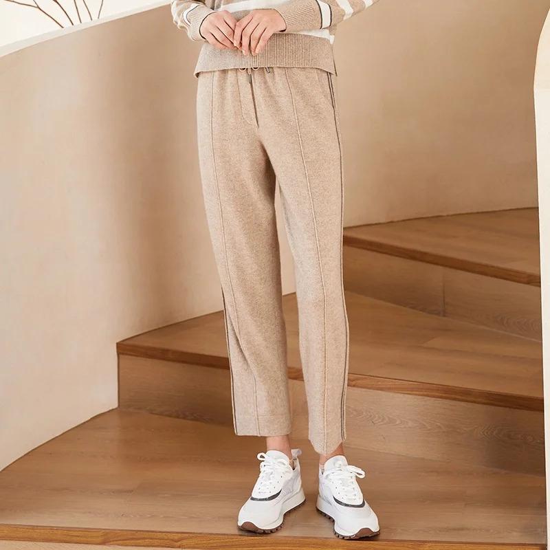 Women's Woolen Cashmere Straight Barrel Pants