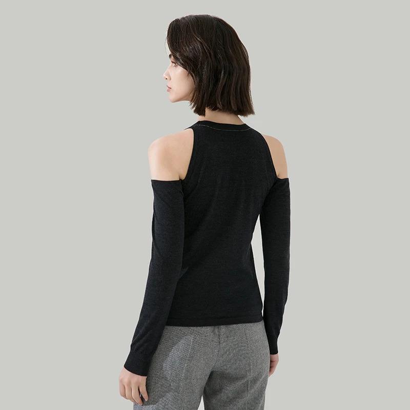 Women's Wool Off-Shoulder Pullover Sweater