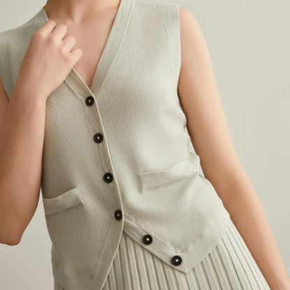 Women’s Merino Wool Silk Cardigan Vest Top