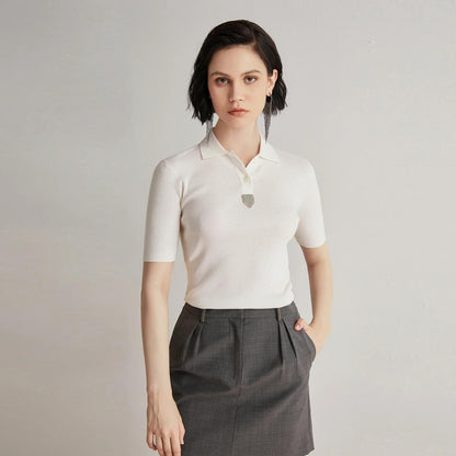 Women's Merino Wool & Silk Polo Shirt