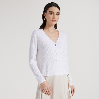 2025 Women's wool silk open-necked single-breasted sweater