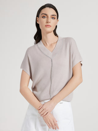 Wool Silk V-neck pullover