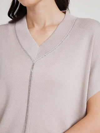 Wool Silk V-neck pullover