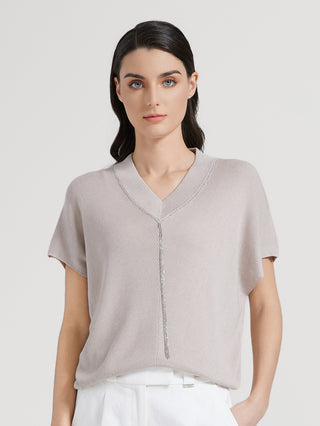 Wool Silk V-neck pullover