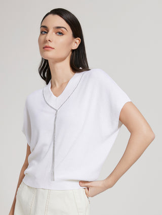 Wool Silk V-neck pullover