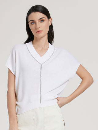 Wool Silk V-neck pullover