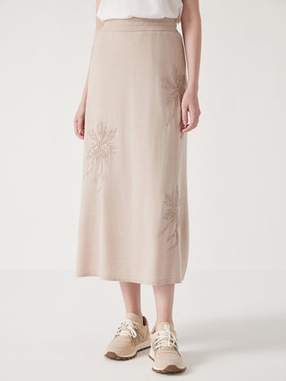Women’s Wool Silk Embroidered Midi Skirt
