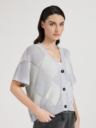 silk-linen Sequin Knit Cardigan