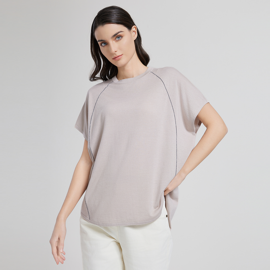 2025 Women's wool silk blend line short sleeve top BC1071