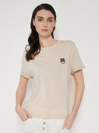 Women's silk wool metal hoop T-shirt