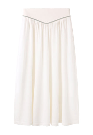 Wool Midi Skirt with Beaded Chain