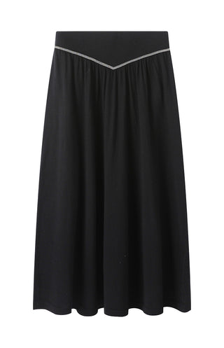 Wool Midi Skirt with Beaded Chain