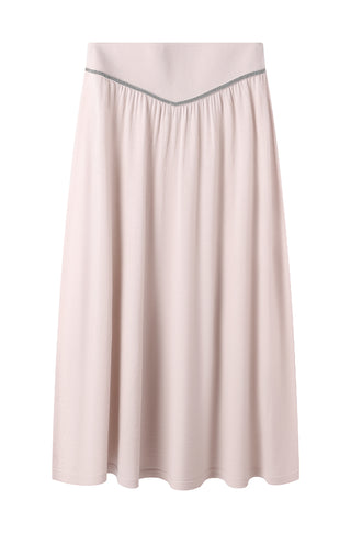 Wool Midi Skirt with Beaded Chain