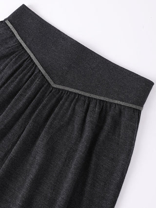 Wool Midi Skirt with Beaded Chain
