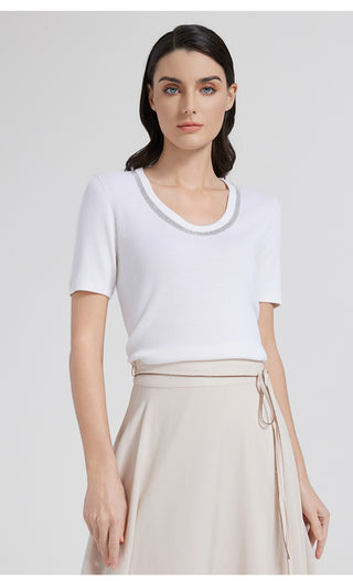 Women's wool silk short-sleeved Top