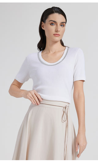 Women's wool silk short-sleeved Top