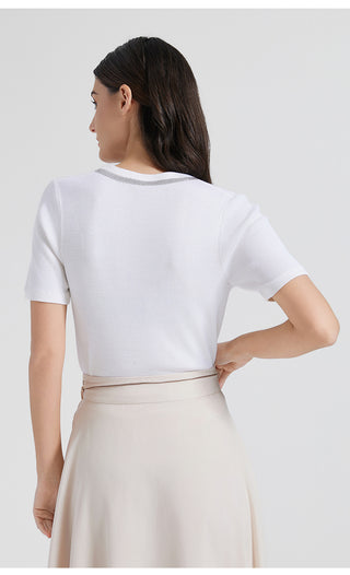 Women's wool silk short-sleeved Top