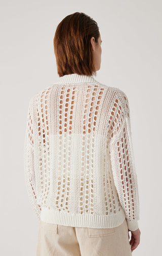 Women's linen cut-out cardigan